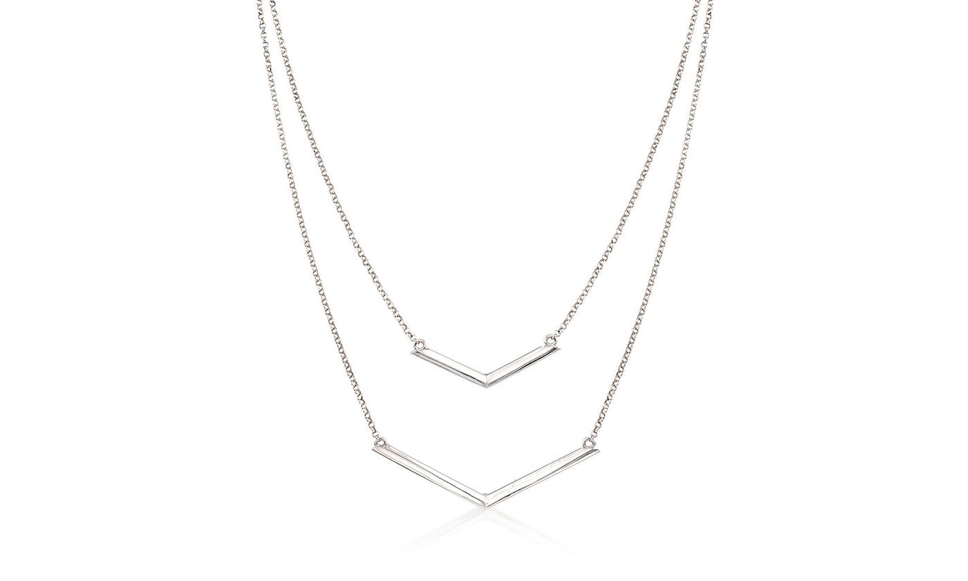 Duo Dangling Chevron Statement Necklace in 18K Gold (Multiple Options), , ALILY , ALILY jewelryjewelry deals, swarovski crystal jewelry, groupon jewelry,, jewelry for mom,