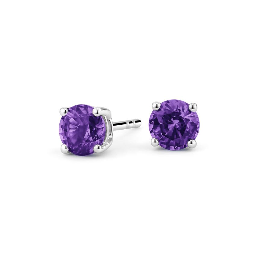 Amethyst Created Swarovski Crystal 6mm Stud Earring 14K White Gold Plated - 1.00 CT, Earring, ALILY , ALILY jewelryjewelry deals, swarovski crystal jewelry, groupon jewelry,, jewelry for mom,
