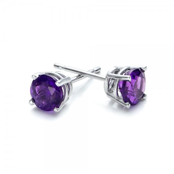 Amethyst Created Swarovski Crystal 6mm Stud Earring 14K White Gold Plated - 1.00 CT, Earring, ALILY , ALILY jewelryjewelry deals, swarovski crystal jewelry, groupon jewelry,, jewelry for mom,