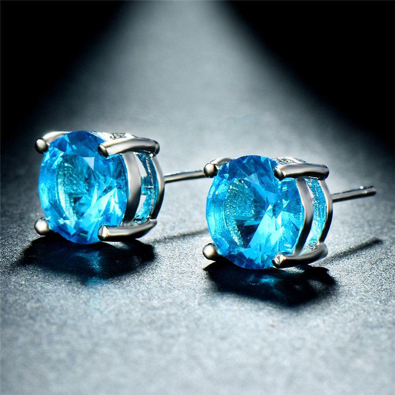 Aquamarine Swarovski Crystal 6mm Stud Earring 14K White Gold Plated - 1.00 CT, Earring, ALILY , ALILY jewelryjewelry deals, swarovski crystal jewelry, groupon jewelry,, jewelry for mom,