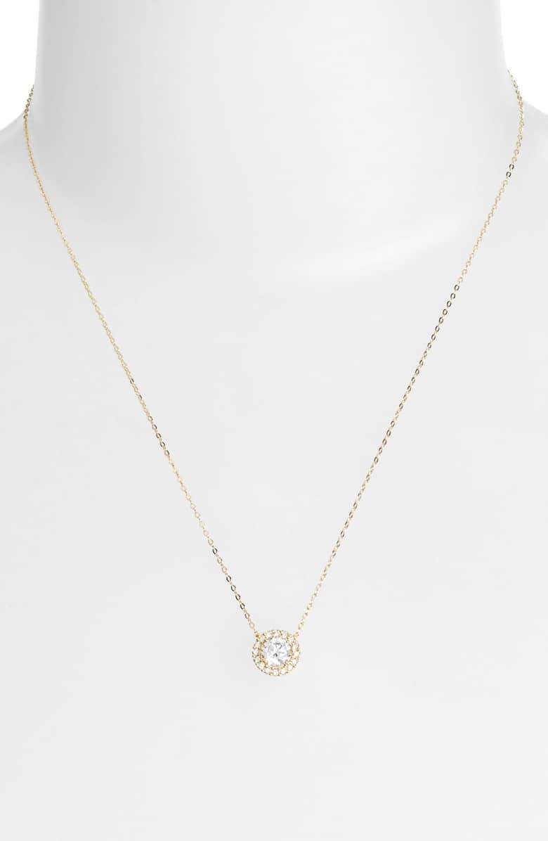 1.00 CT Swarovski Crystal Halo Disc Necklace 18" - 18K Gold Plated, Necklace, ALILY , ALILY jewelryjewelry deals, swarovski crystal jewelry, groupon jewelry,, jewelry for mom,