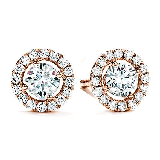 10Ct Tennis Bracelet + Halo Earring+ Necklace With Crystals - 5 Piece Set with Luxe Box - 18K Rose Gold