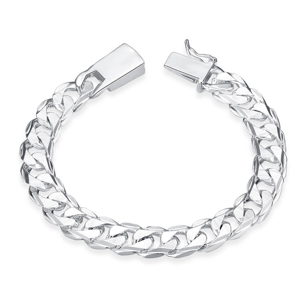 Silver Plated Unisex Curb Chain Italian Bracelet - ALILY