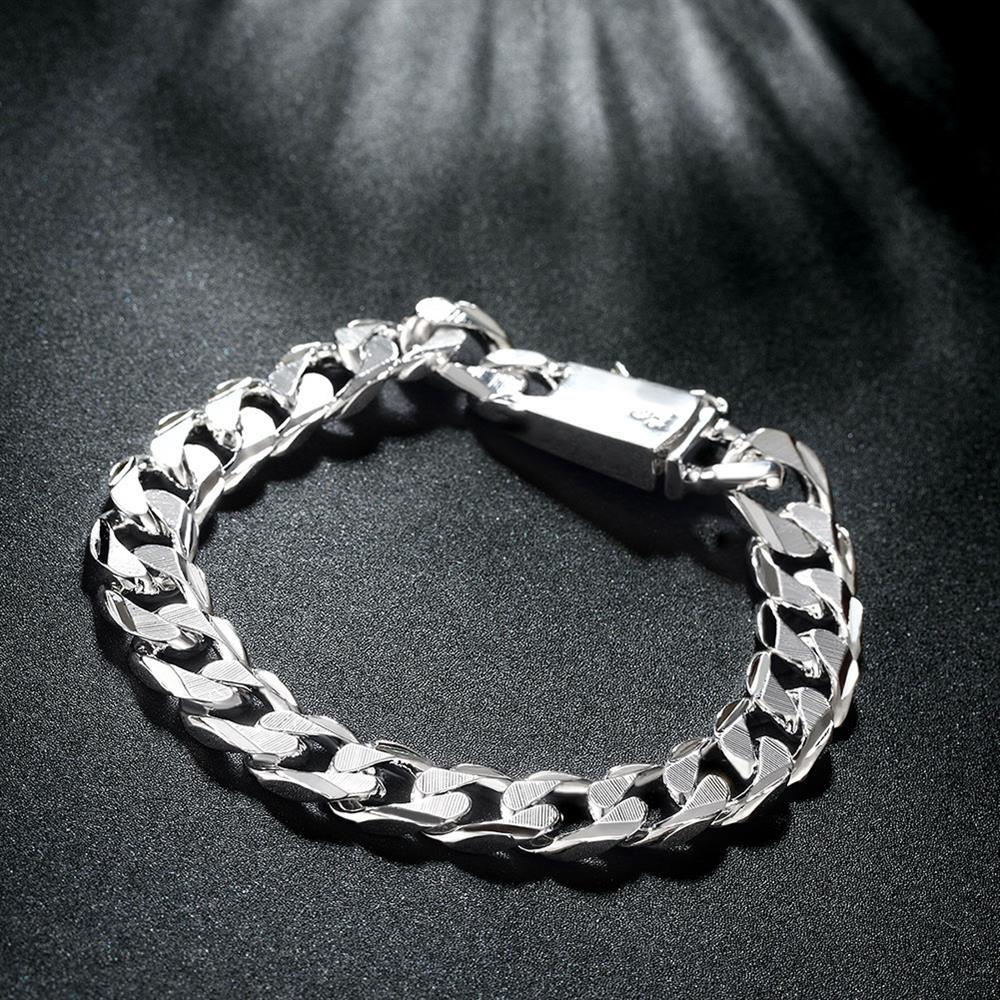 Silver Plated Unisex Curb Chain Italian Bracelet - ALILY