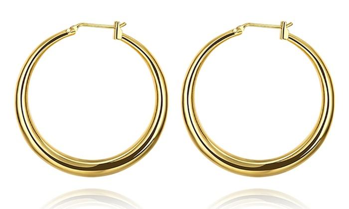 Italian-Made Gold Plated French Lock Hoop Earrings (3-Pack) - ALILY www..com fashion jewelry for women