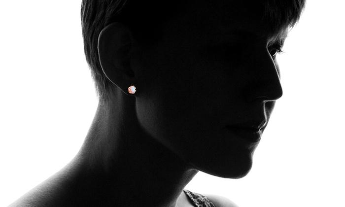 Fire Opal Crown Stud Earrings in 18K Rose Gold Plating, Earring, ALILY , ALILY jewelryjewelry deals, swarovski crystal jewelry, groupon jewelry,, jewelry for mom,