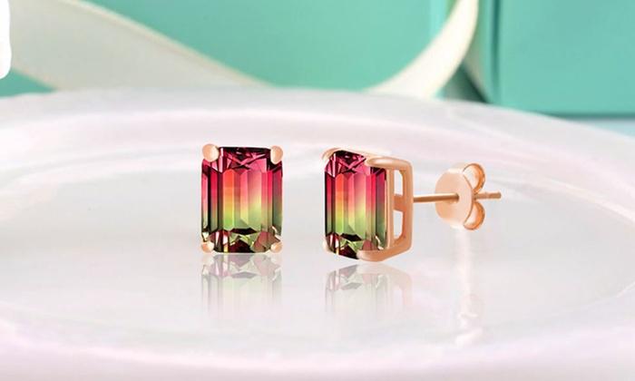 Emerald Cut Watermelon Crystal Stud Earrings, , ALILY , ALILY jewelryjewelry deals, swarovski crystal jewelry, groupon jewelry,, jewelry for mom,