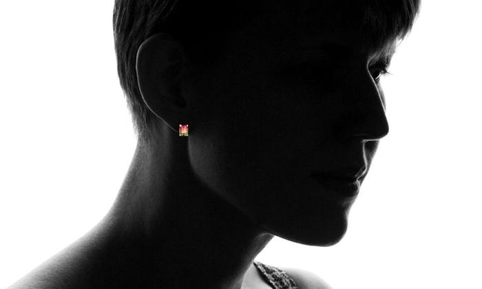 Emerald Cut Watermelon Crystal Stud Earrings, , ALILY , ALILY jewelryjewelry deals, swarovski crystal jewelry, groupon jewelry,, jewelry for mom,