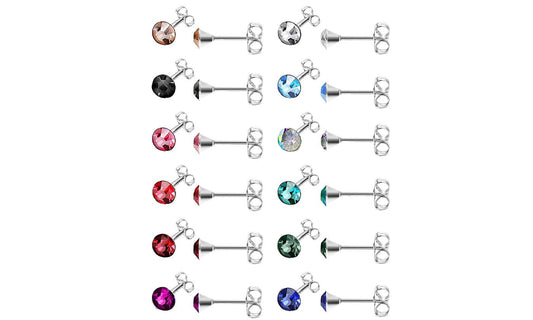 18K White Gold-Plated Birthstone Stud Earrings (12-Pair), Earring, ALILY , ALILY   jewelryjewelry deals, swarovski crystal jewelry, groupon jewelry,, jewelry for mom,