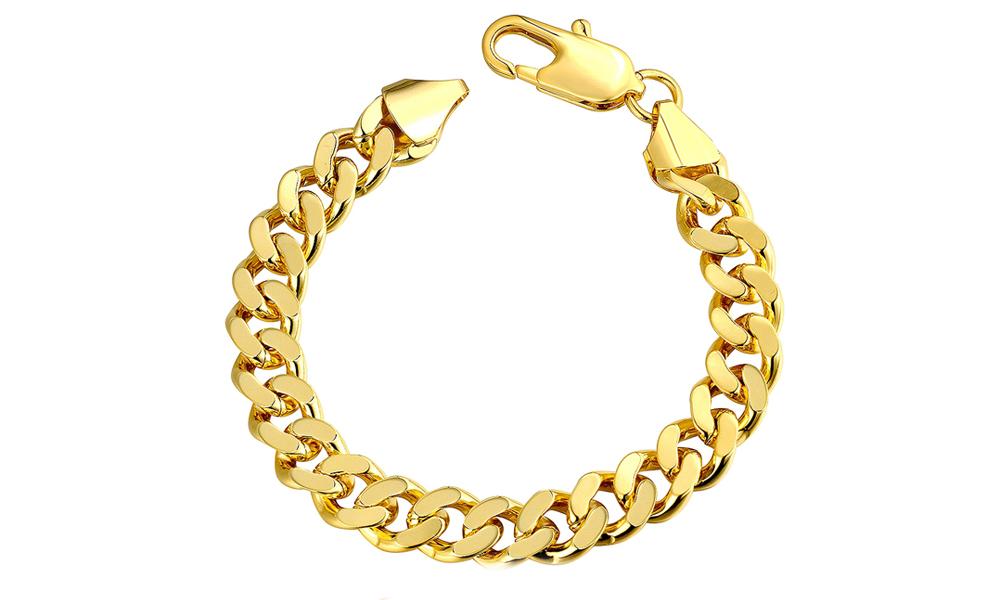 Class Curb Bracelet in 7.5" in 14K Gold Plated, Bracelet, ALILY , ALILY   jewelryjewelry deals, swarovski crystal jewelry, groupon jewelry,, jewelry for mom,