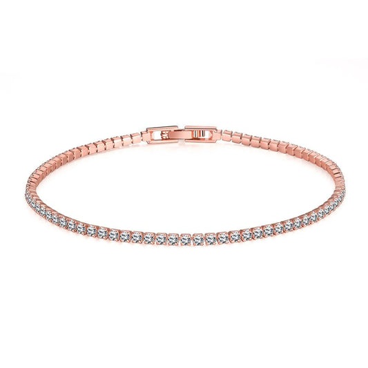 6.00 CT White Topaz Swarovski Crystal 3mm Classic Round Tennis Bracelet - Rose Gold, Bracelet, ALILY , ALILY   jewelryjewelry deals, swarovski crystal jewelry, groupon jewelry,, jewelry for mom,