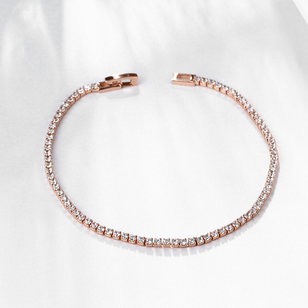 6.00 CT White Topaz Swarovski Crystal 3mm Classic Round Tennis Bracelet - Rose Gold, Bracelet, ALILY , ALILY   jewelryjewelry deals, swarovski crystal jewelry, groupon jewelry,, jewelry for mom,