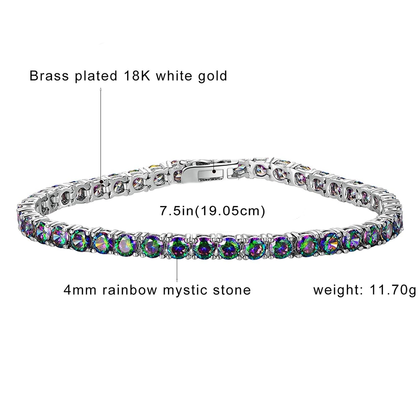 8.00 CTTW Certified Gemstone Tennis Bracelet in 18K Gold Plating - 15 Options