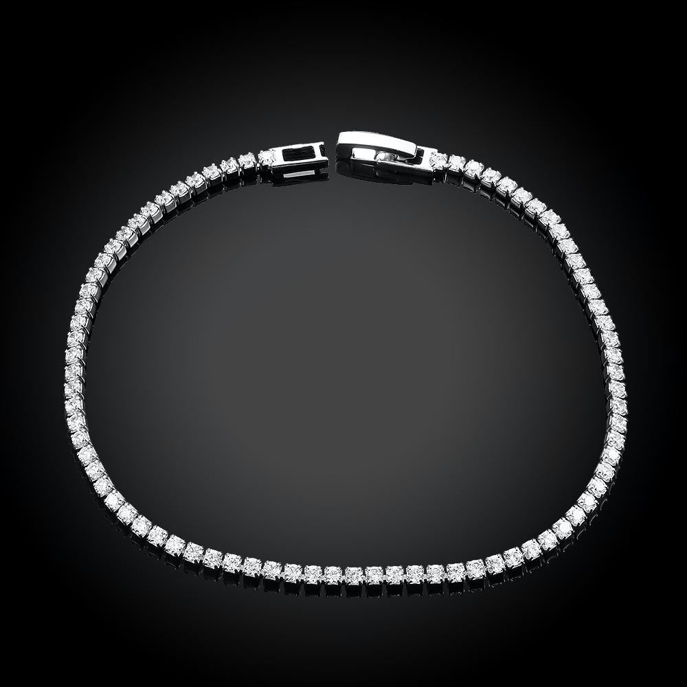 Tennis Necklace and Bracelet Set made With Austrian Crystals with Luxe Box - 18K White