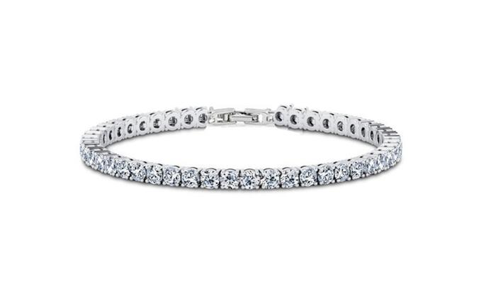 6.00 CT White Topaz Swarovski Crystal 3mm Classic Round Tennis Bracelet - Silver, Bracelet, ALILY , ALILY   jewelryjewelry deals, swarovski crystal jewelry, groupon jewelry,, jewelry for mom,