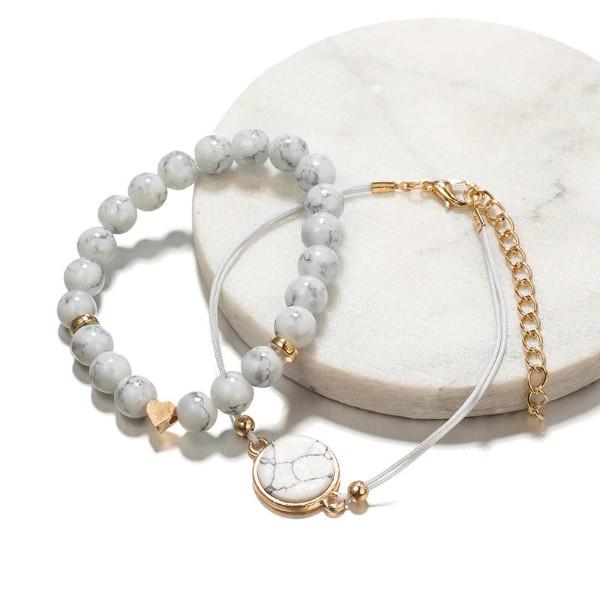 Marble Filligree Tassel Stretch 4PC Bracelet   - ALILY