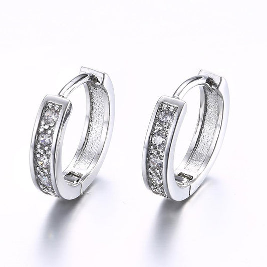 Crystal Huggie Earring in White Gold Plated