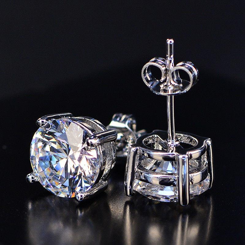 Pave Halo Disc Necklace & Stud Earring With Austrian Crystals with Luxe Box - 18K White Gold