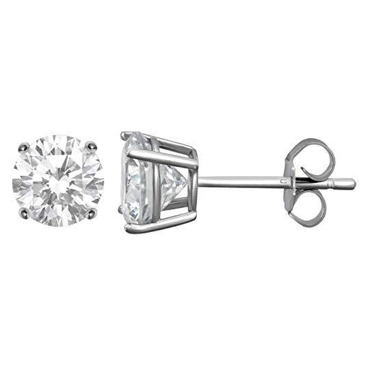 Crystal Stud Earring in 14K White Gold Plated 6mm