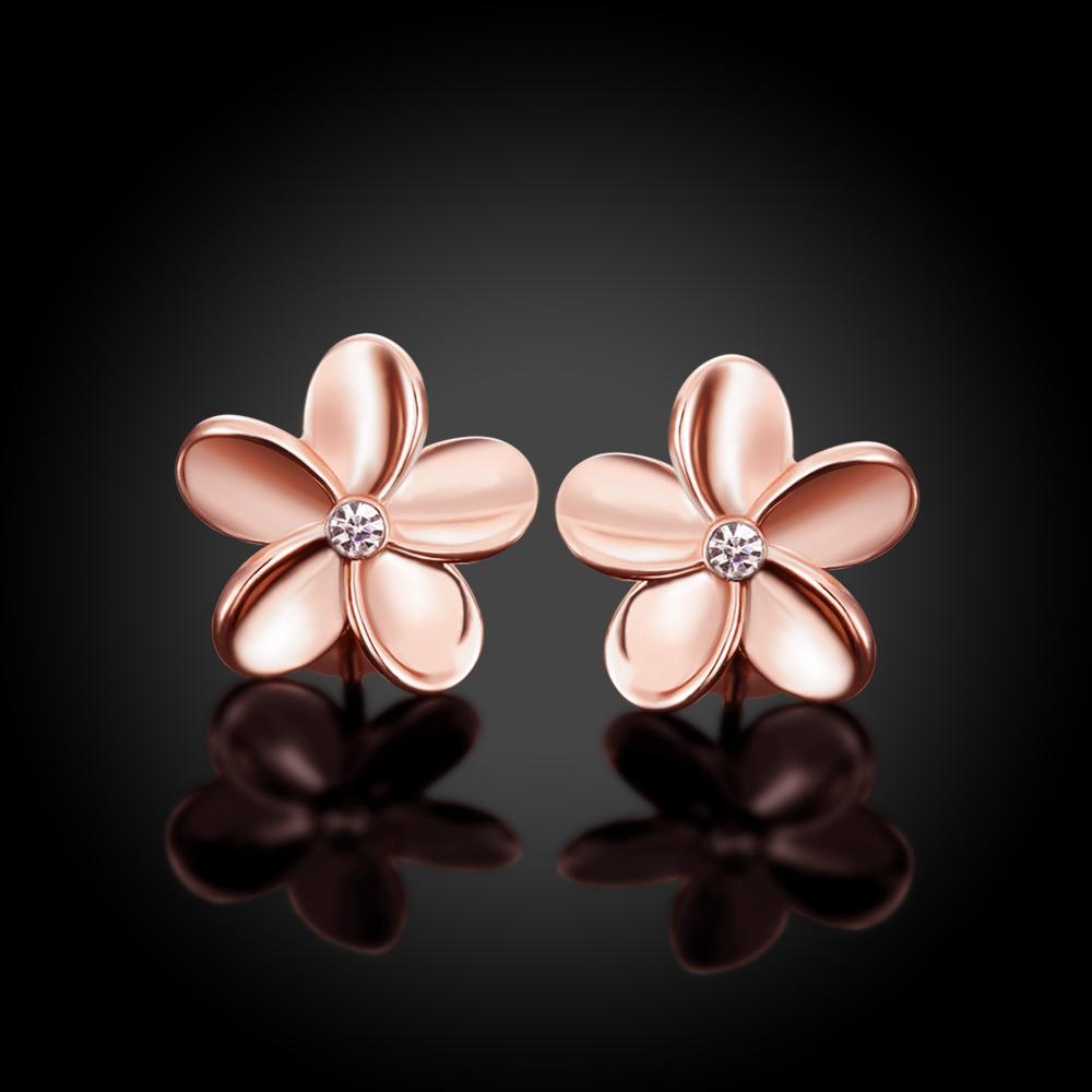 Crystal Flower Stud Earring in 18K Rose Gold Plated