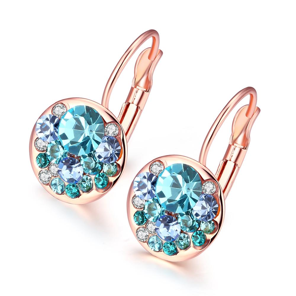 Blue Periwrinkle Swarovski Leverback Earrings in 14K Rose Gold, Earring, ALILY , ALILY   jewelryjewelry deals, swarovski crystal jewelry, groupon jewelry,, jewelry for mom,