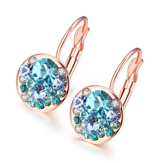Blue Periwrinkle Swarovski Leverback Earrings in 14K Rose Gold, Earring, ALILY , ALILY   jewelryjewelry deals, swarovski crystal jewelry, groupon jewelry,, jewelry for mom,