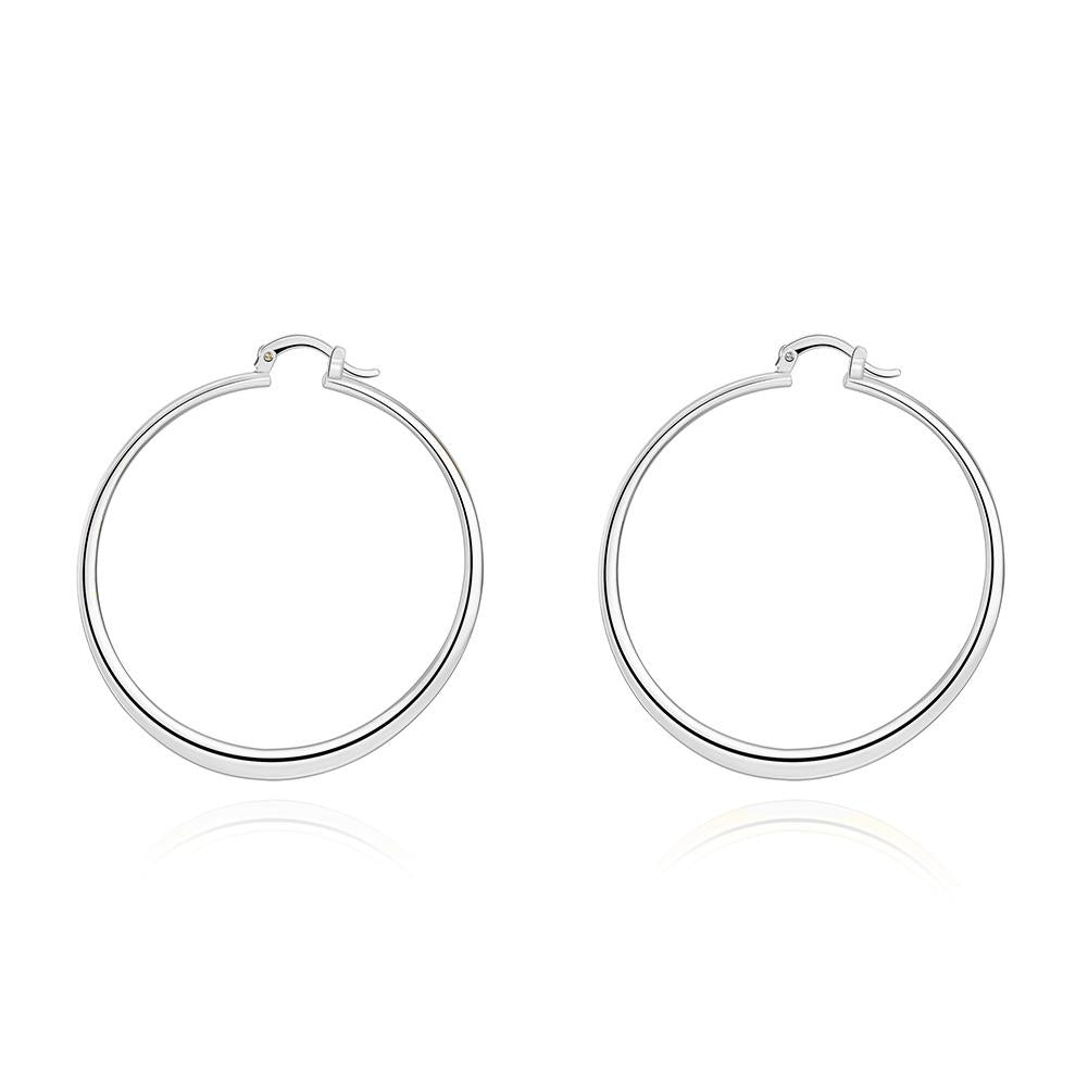 2" Flat Hoop Earrings in 18K White Gold Plated, Hoop Earring, ALILY , ALILY   jewelryjewelry deals, swarovski crystal jewelry, groupon jewelry,, jewelry for mom,