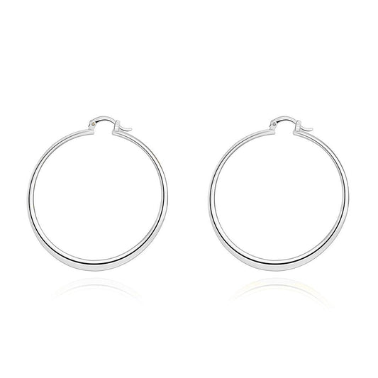 2" Flat Hoop Earrings in 18K White Gold Plated, Hoop Earring, ALILY , ALILY   jewelryjewelry deals, swarovski crystal jewelry, groupon jewelry,, jewelry for mom,