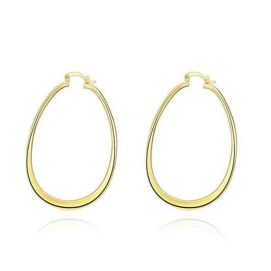 3" Oval Hoop French Lock Earrings in 18K Gold Plated, Hoop Earring, ALILY , ALILY   jewelryjewelry deals, swarovski crystal jewelry, groupon jewelry,, jewelry for mom,