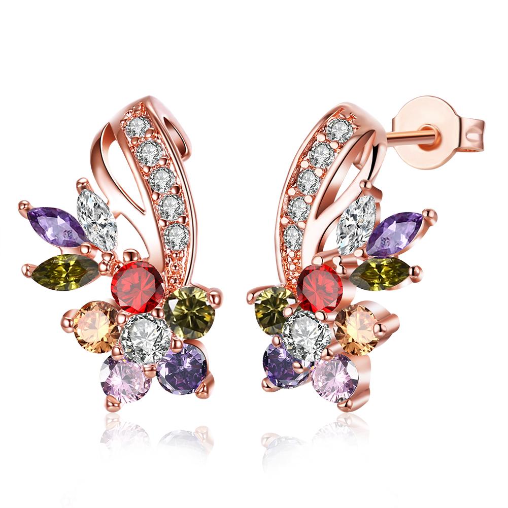 18K Rose Gold Plated Rainbow Earrings Made with Swarovski Elements, , ALILY , ALILY   jewelryjewelry deals, swarovski crystal jewelry, groupon jewelry,, jewelry for mom,