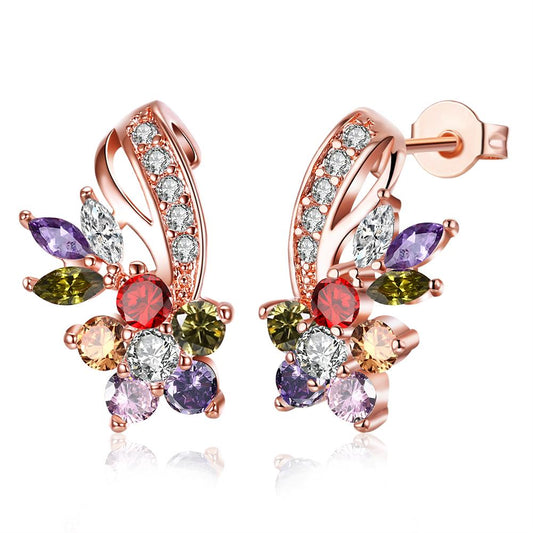 18K Rose Gold Plated Rainbow Earrings Made with Swarovski Elements, , ALILY , ALILY   jewelryjewelry deals, swarovski crystal jewelry, groupon jewelry,, jewelry for mom,