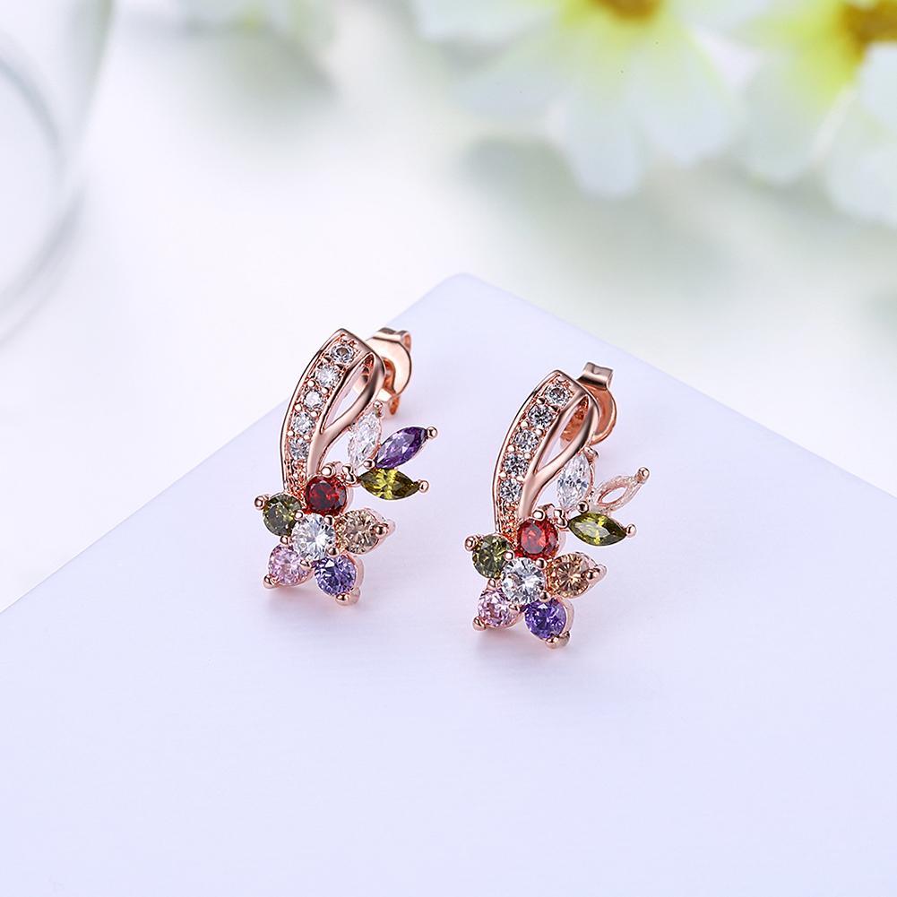 18K Rose Gold Plated Rainbow Earrings Made with Swarovski Elements, , ALILY , ALILY   jewelryjewelry deals, swarovski crystal jewelry, groupon jewelry,, jewelry for mom,