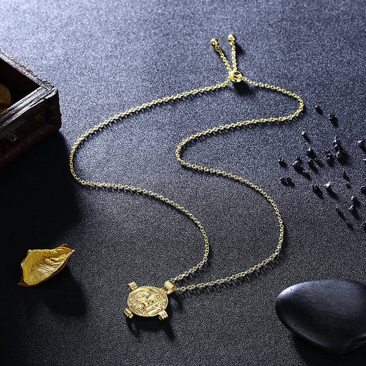 14K Gold Plating Ceaser Palace Medallion Pendant Necklace