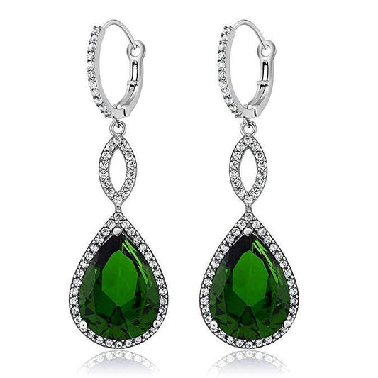 Emerald Pave Teardrop Infinity Drop Embellished with Swarovski Crystals in 18K White Gold Plated, Earring, ALILY , ALILY   jewelryjewelry deals, swarovski crystal jewelry, groupon jewelry,, jewelry for mom,