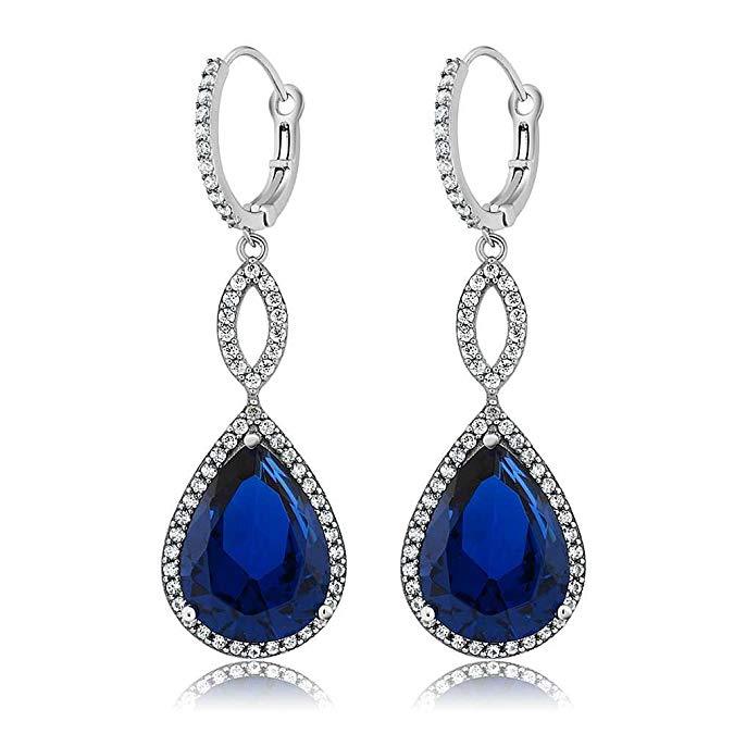 3.55 CTTW Pear Cut Gemstone Infinity Drop Earrings Made with Swarovski Elements, , ALILY , ALILY   jewelryjewelry deals, swarovski crystal jewelry, groupon jewelry,, jewelry for mom,