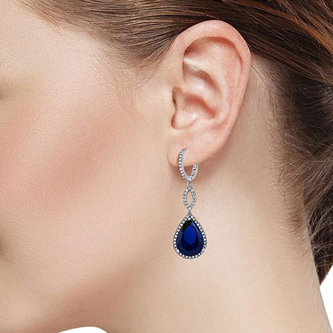 3.55 CTTW Pear Cut Gemstone Infinity Drop Earrings Made with Swarovski Elements, , ALILY , ALILY   jewelryjewelry deals, swarovski crystal jewelry, groupon jewelry,, jewelry for mom,