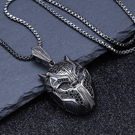 Black Iced Out Crystal Pav'e Panther Pendant Necklace