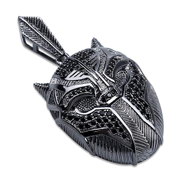 Black Iced Out Crystal Pav'e Panther Pendant Necklace