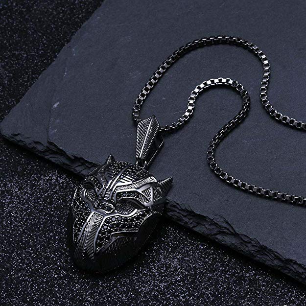 Black Iced Out Crystal Pav'e Panther Pendant Necklace