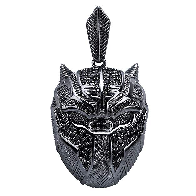 Black Iced Out Crystal Pav'e Panther Pendant Necklace
