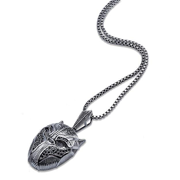 Black Iced Out Crystal Pav'e Panther Pendant Necklace