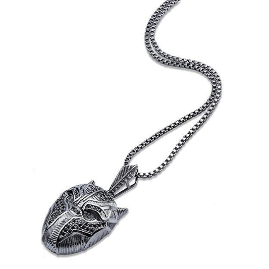 Black Iced Out Crystal Pav'e Panther Pendant Necklace