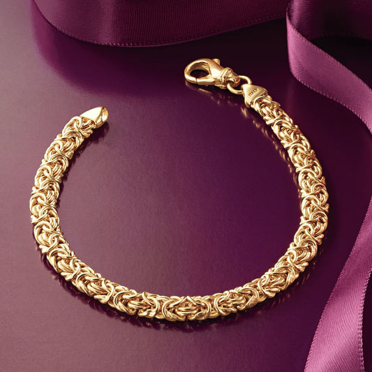 Sleek 14K Gold Plating Classic Italian Byzantine Anklet