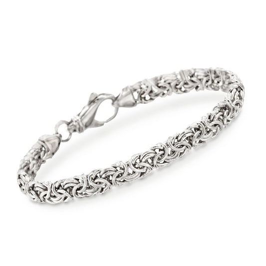 Sleek 14K White Gold Plating Thick Cut Byzantine Anklet