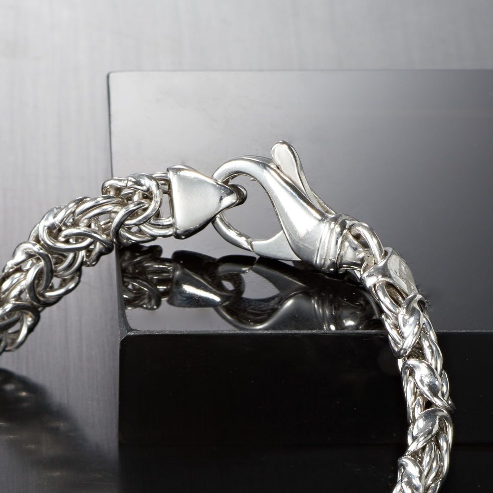 American Classic Byzantine Sleek Chain Bracelet in 14K White Gold Plating