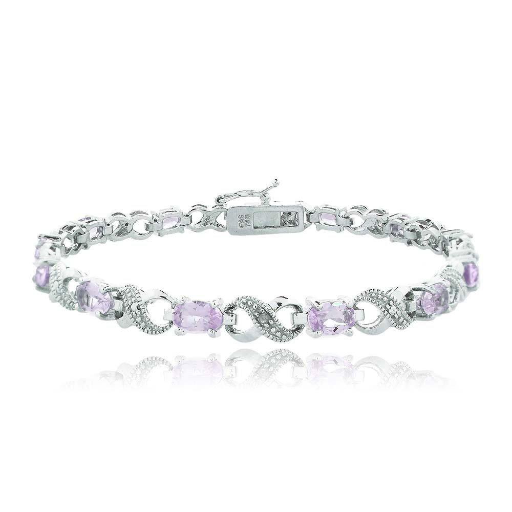 Genuine Oval Cut 6.00 CTTW Gemstone Infinity Shaped Bracelet in 18K White Gold, , ALILY , ALILY   jewelryjewelry deals, swarovski crystal jewelry, groupon jewelry,, jewelry for mom,