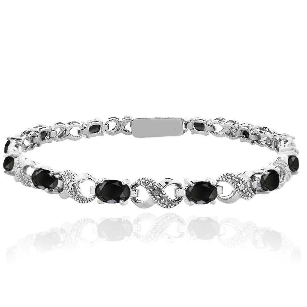 Genuine Oval Cut 6.00 CTTW Gemstone Infinity Shaped Bracelet in 18K White Gold, , ALILY , ALILY   jewelryjewelry deals, swarovski crystal jewelry, groupon jewelry,, jewelry for mom,