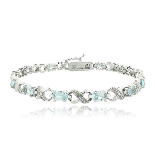 10.00 CT Genuine Blue Topaz Infinity Bracelet Embellished with Swarovski Crystals in 18K White Gold Plated, Bracelet, ALILY , ALILY   jewelryjewelry deals, swarovski crystal jewelry, groupon jewelry,, jewelry for mom,