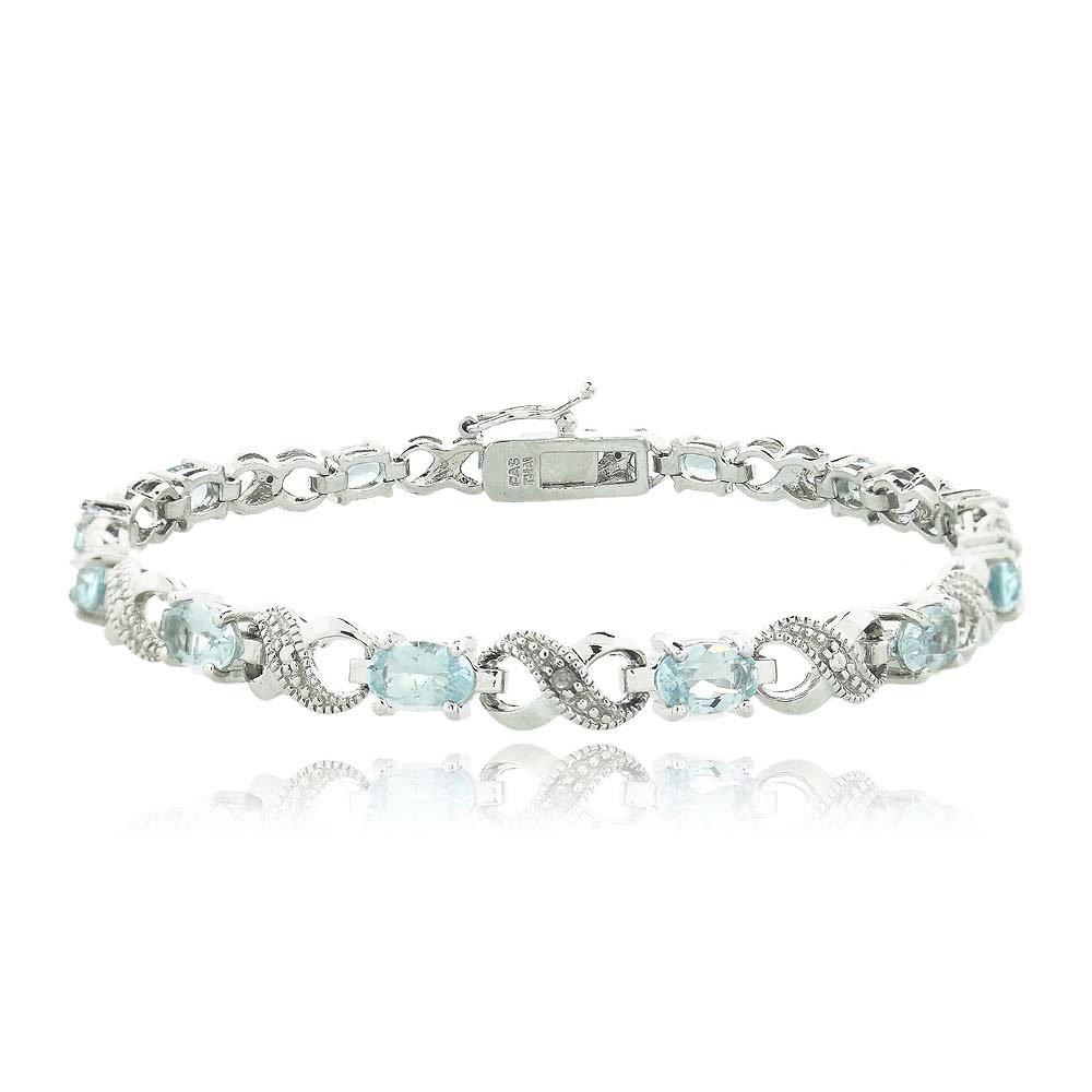 Genuine Oval Cut 6.00 CTTW Gemstone Infinity Shaped Bracelet in 18K White Gold, , ALILY , ALILY   jewelryjewelry deals, swarovski crystal jewelry, groupon jewelry,, jewelry for mom,