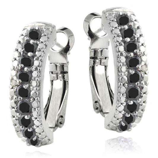3.00 Ct Genuine Onyx Leverback Earring Embellished with Swarovski Crystals in 18K White Gold Plated, Earring, ALILY , ALILY   jewelryjewelry deals, swarovski crystal jewelry, groupon jewelry,, jewelry for mom,